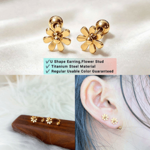 U Shape Flower Stud Earrings